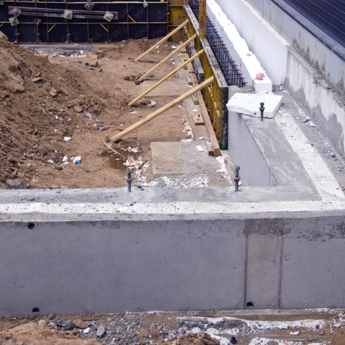 under construction of concrete foundation